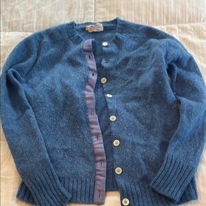 Blue Women's Sweater with Purple Accents